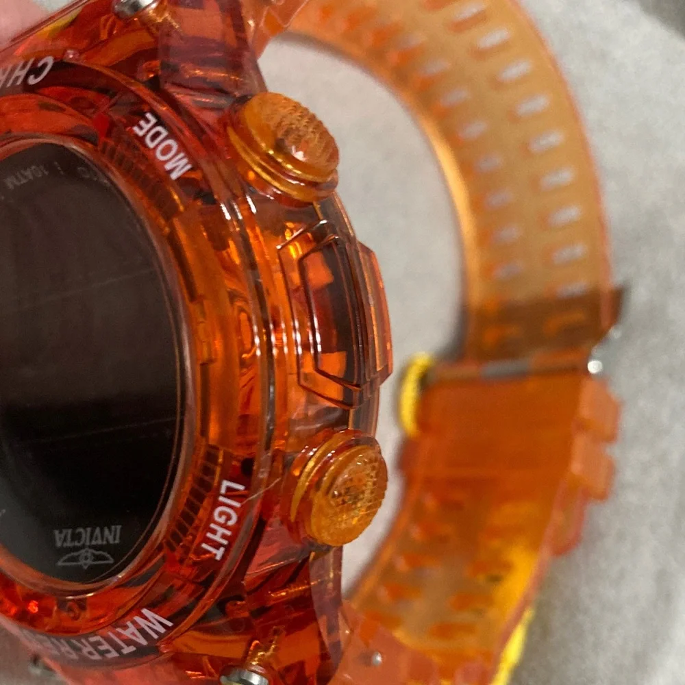 Invicta Racing Burnout Digital Men's Watch - 52mm, Transparent, Orange 49046